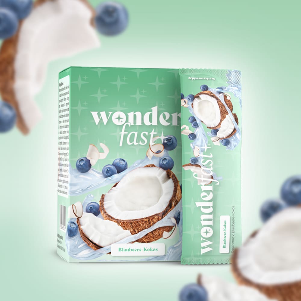 Wonderfast Drink Produktbild Blaubeere-Kokos